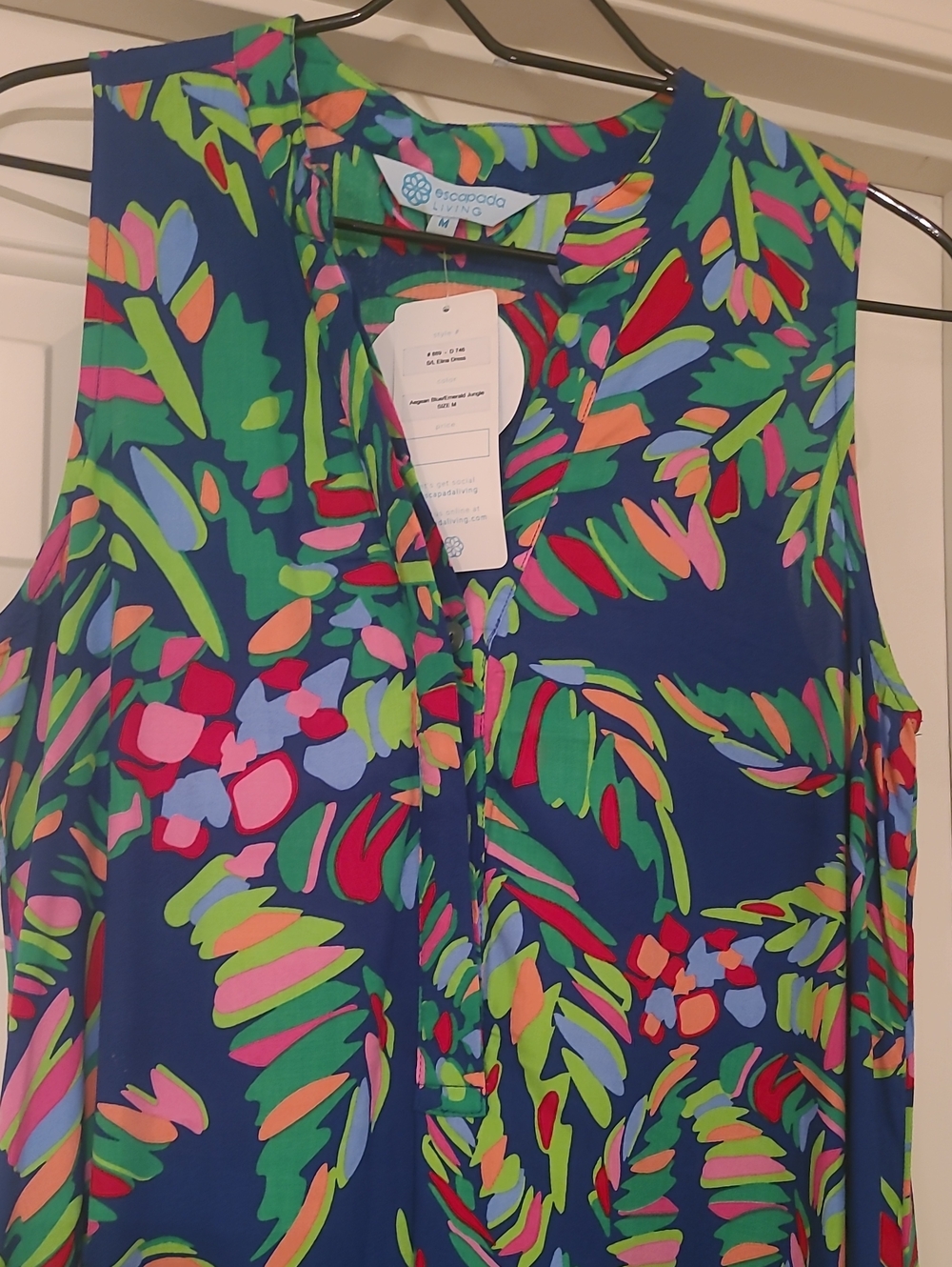🌴 NWT Escapada Living Bright Multicolor Palm Tree Dress M